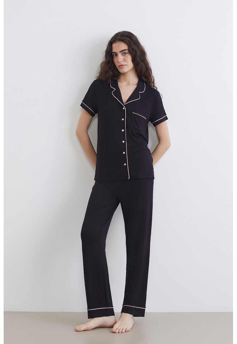 Pijama uni cu nasturi - Negru