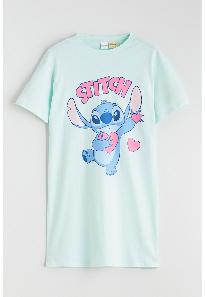 Tricou de pijama cu imprimeu desene animate - Albastru aquamarin