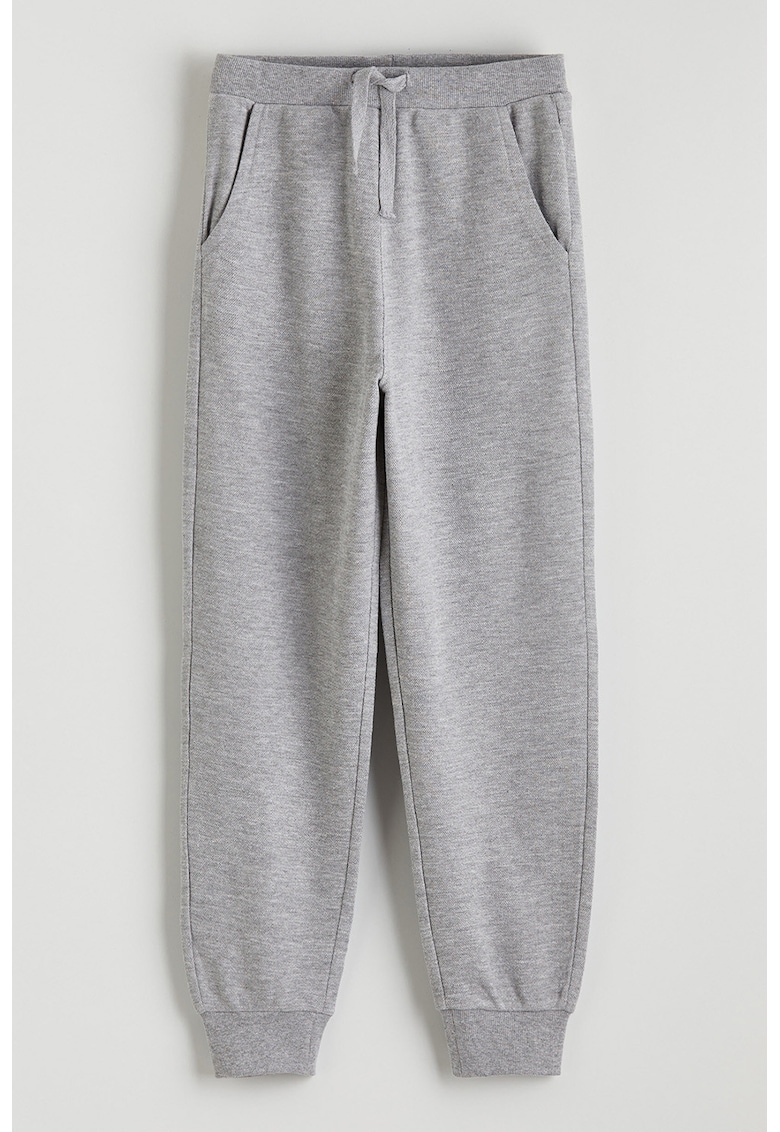 Pantaloni de trening cu croiala conica si snur - Gri deschis melange