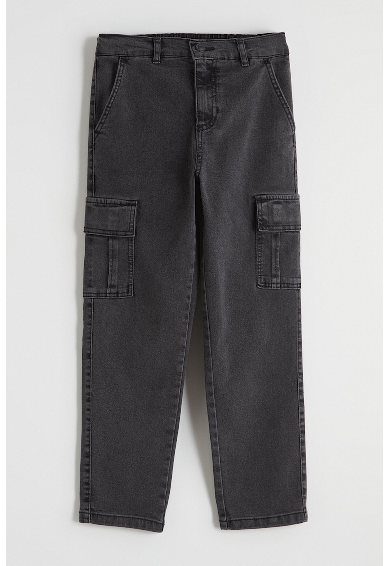 Blugi regular fit cu talie medie - Gri carbune