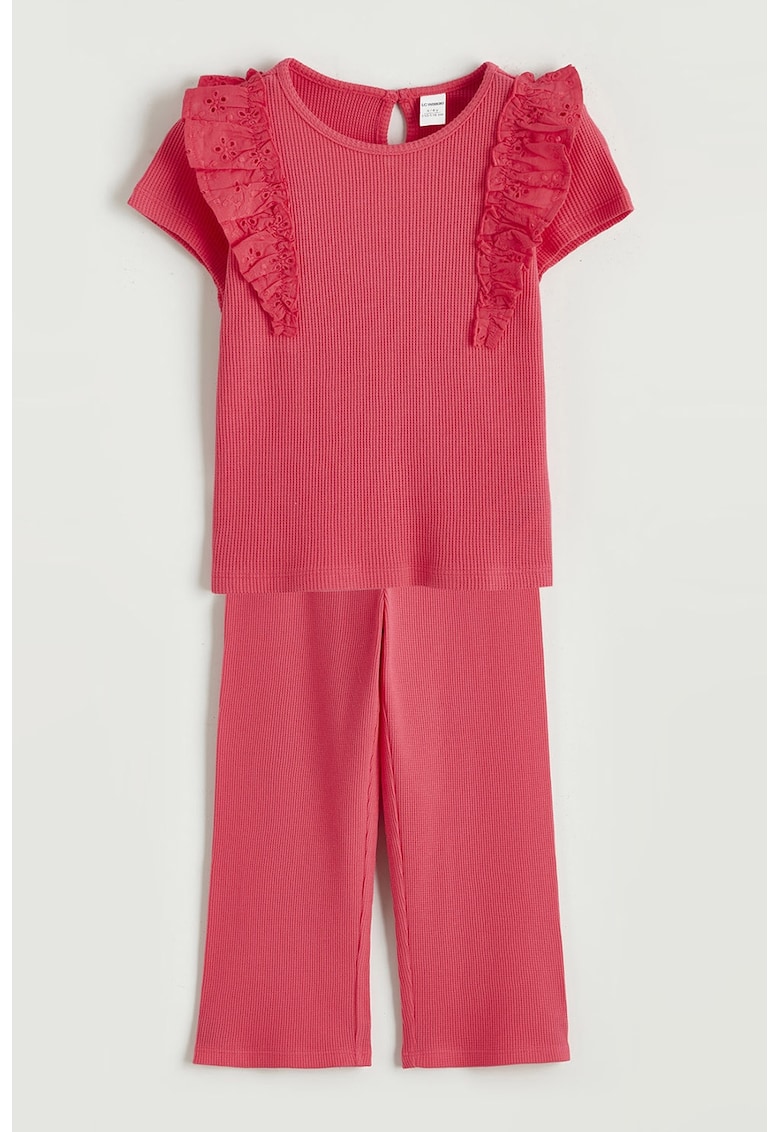 Set de tricou si pantaloni din bumbac - Fucsia