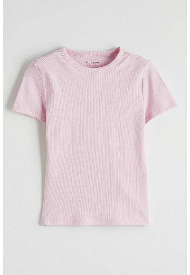 Tricou uni cu striatii - Roz pastel