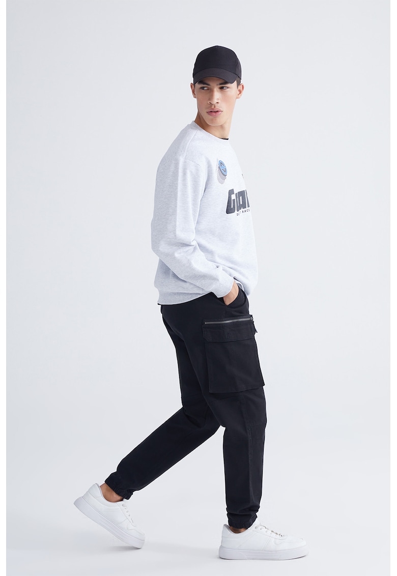 Pantaloni cargo cu talie medie - Negru