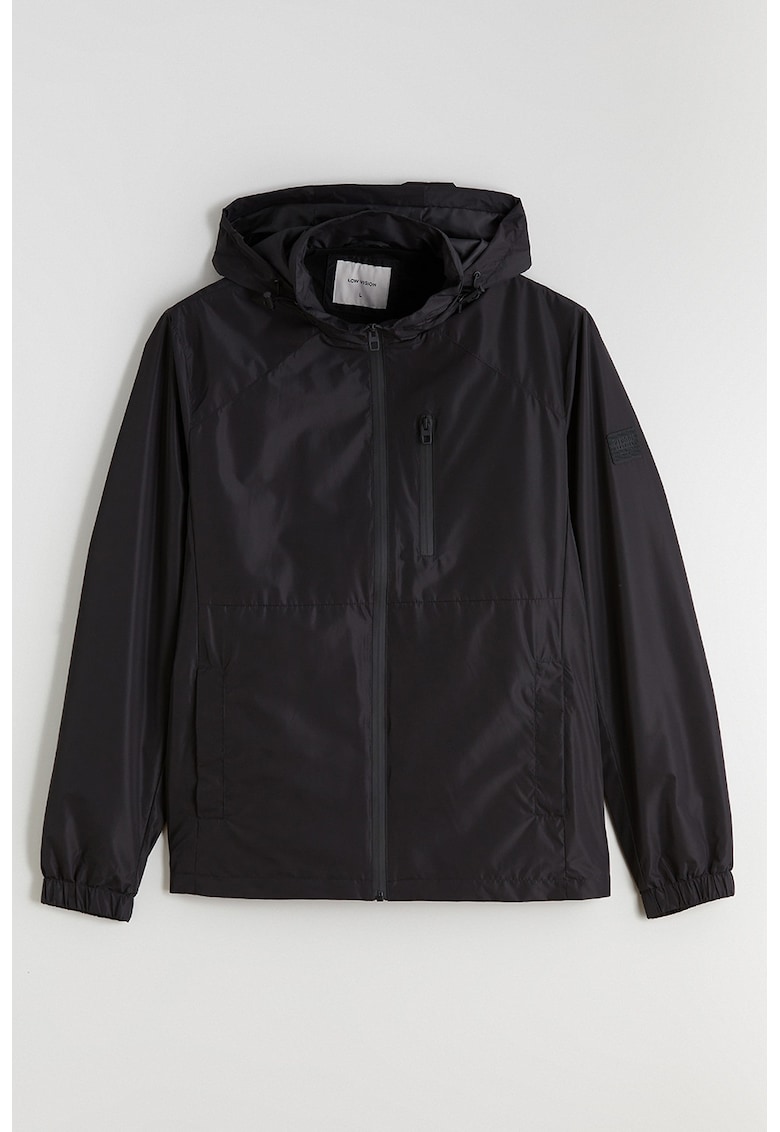 Jacheta cu gluga si maneci raglan - Negru
