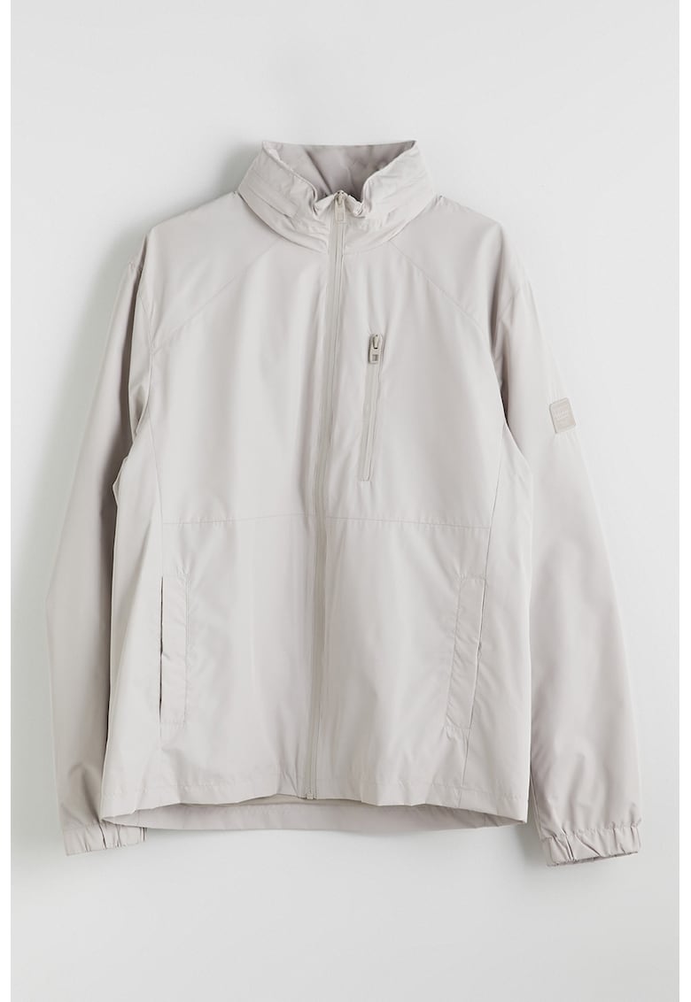 Jacheta cu gluga si maneci raglan - Gri deschis