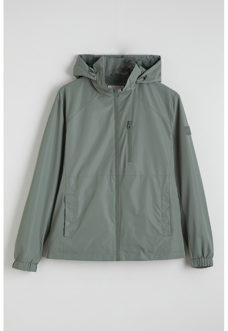 Jacheta cu gluga si maneci raglan - Verde pal