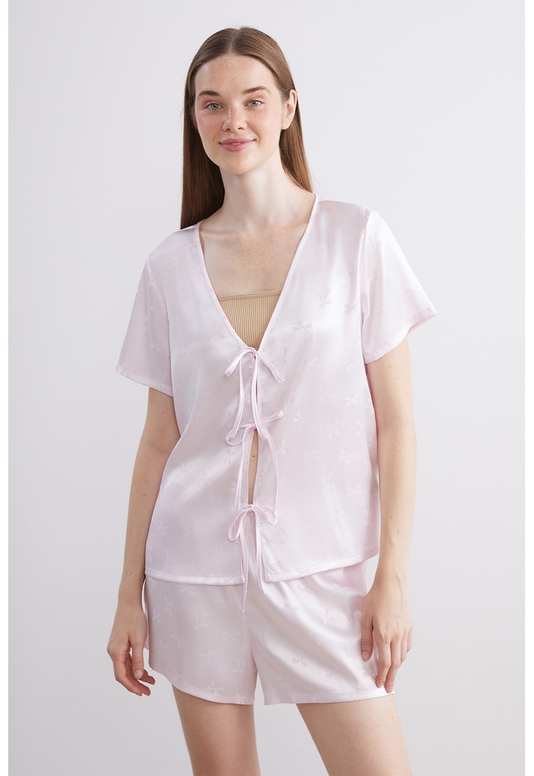Pijama scurta cu model - Roz pastel