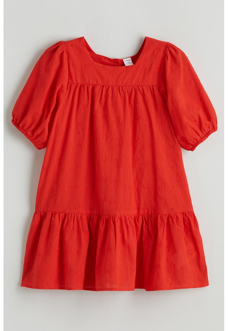 Rochie evazata cu model uni - Rosu vermillion