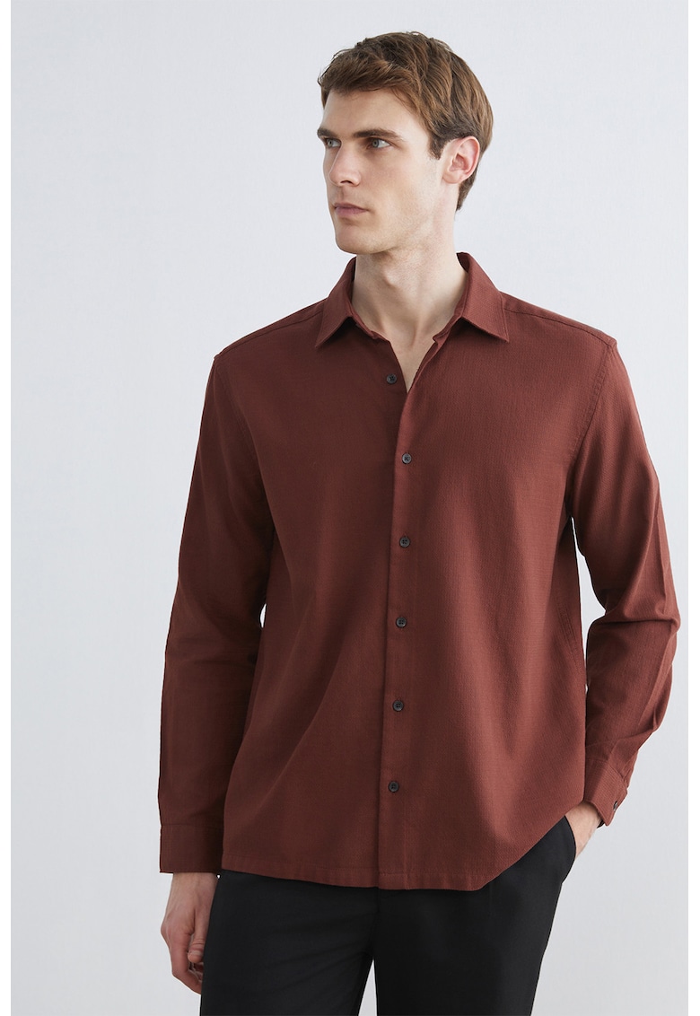 Camasa relaxed fit din bumbac - Maro cognac