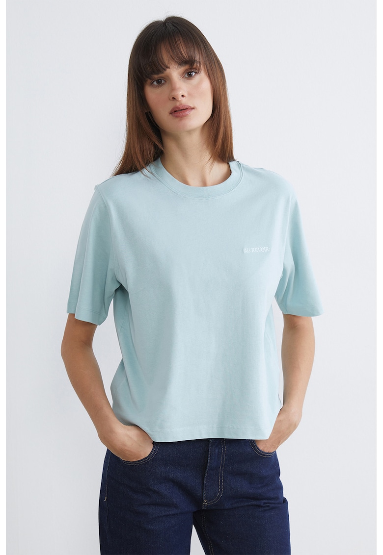 Tricou din bumbac Boxy - Verde pal