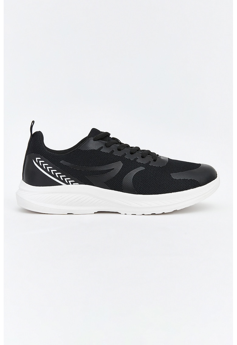 Pantofi sport textili cu sireturi - Negru