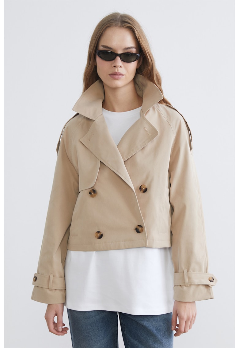 Trenci crop cu epoleti - Bej