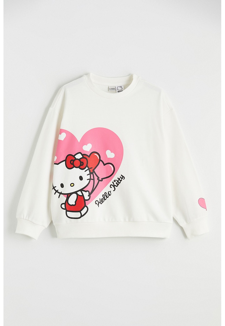 Bluza de trening din amestec de bumbac cu Hello Kitty - Rosu/Alb fildes/Roz