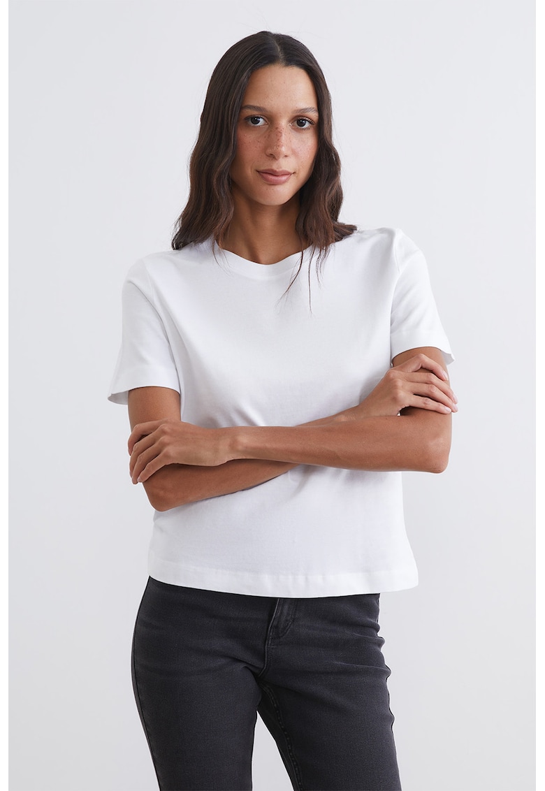 Tricou uni de bumbac - Alb optic