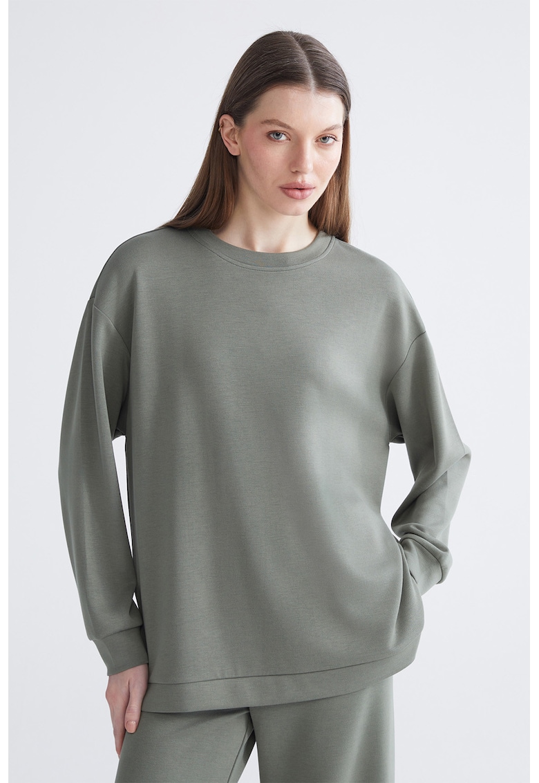 Bluza de trening supradimensionata cu maneci cazute Classic - Kaki