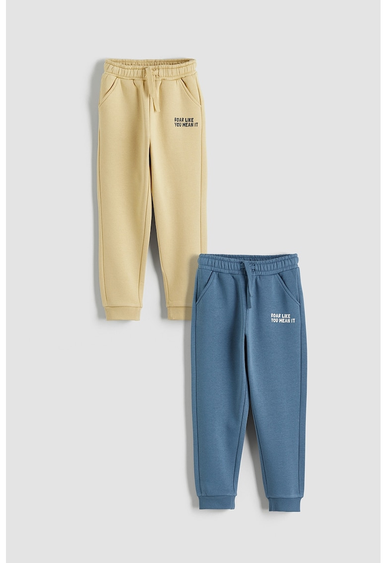 Set de pantaloni de trening - 2 perechi - Albastru prafuit/Galben pai