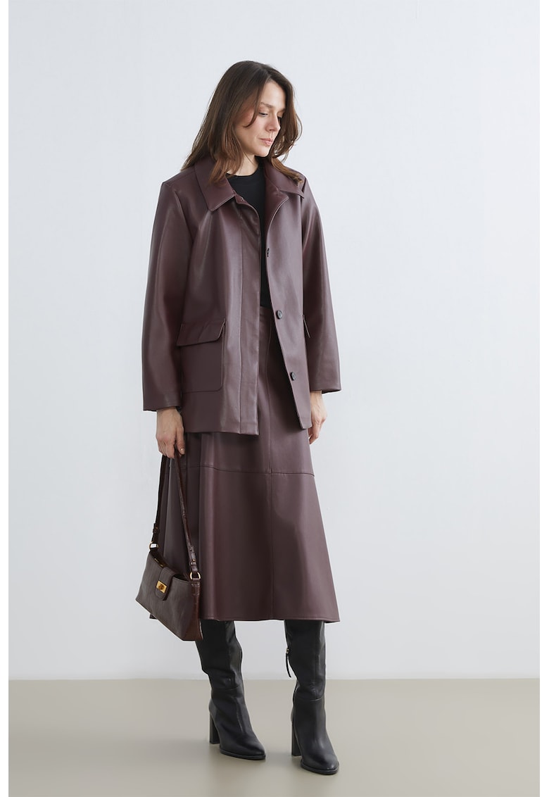 Jacheta regular fit de piele ecologica Grace - Violet tyrian