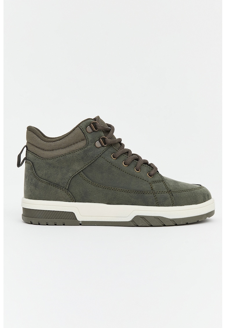 Pantofi sport uni din material textil - Kaki