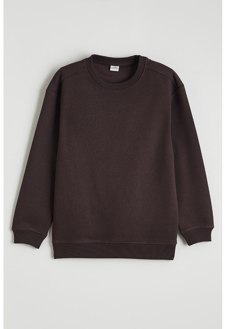 Bluza de trening uni cu decolteu la baza gatului - Maro inchis