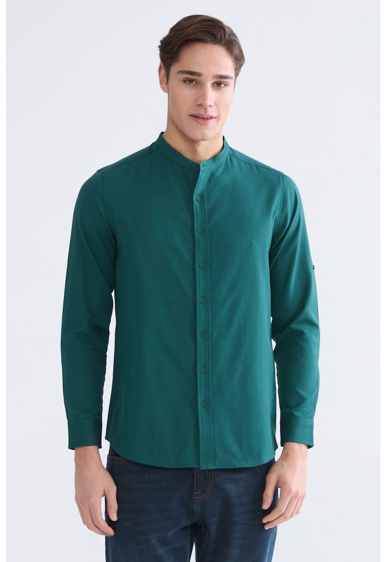 Bluza uni cu guler tunica - Verde englez