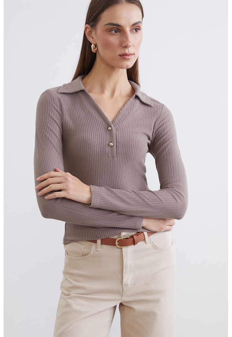 Bluza regular fit uni - Maro taupe