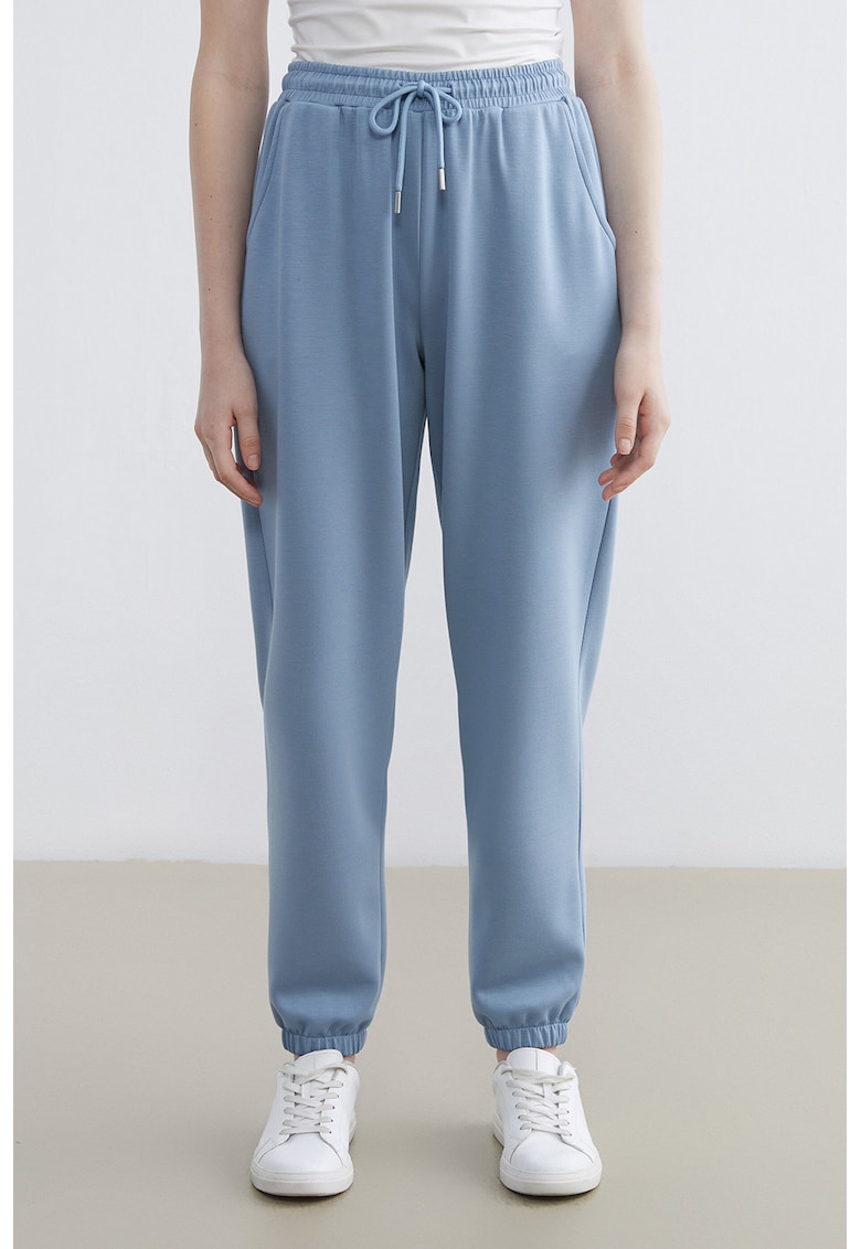 Pantaloni de trening cu doua buzunare oblice - Albastru deschis