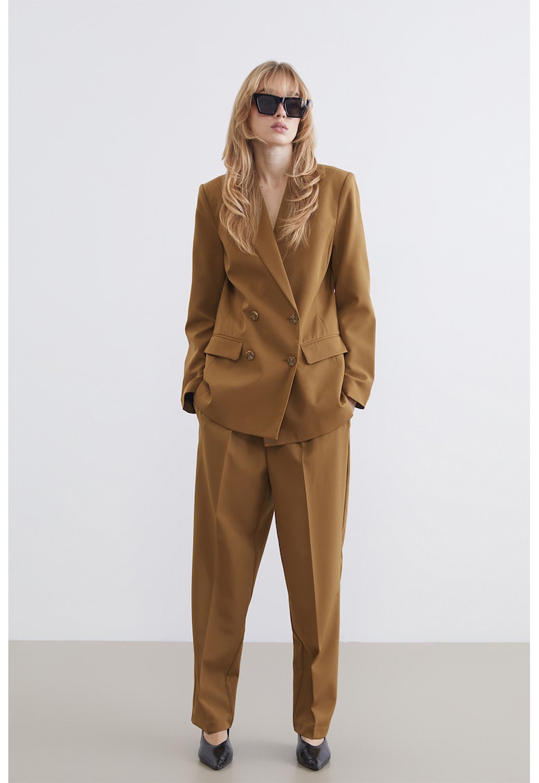 Pantaloni eleganti cu talie inalta - Verde masliniu