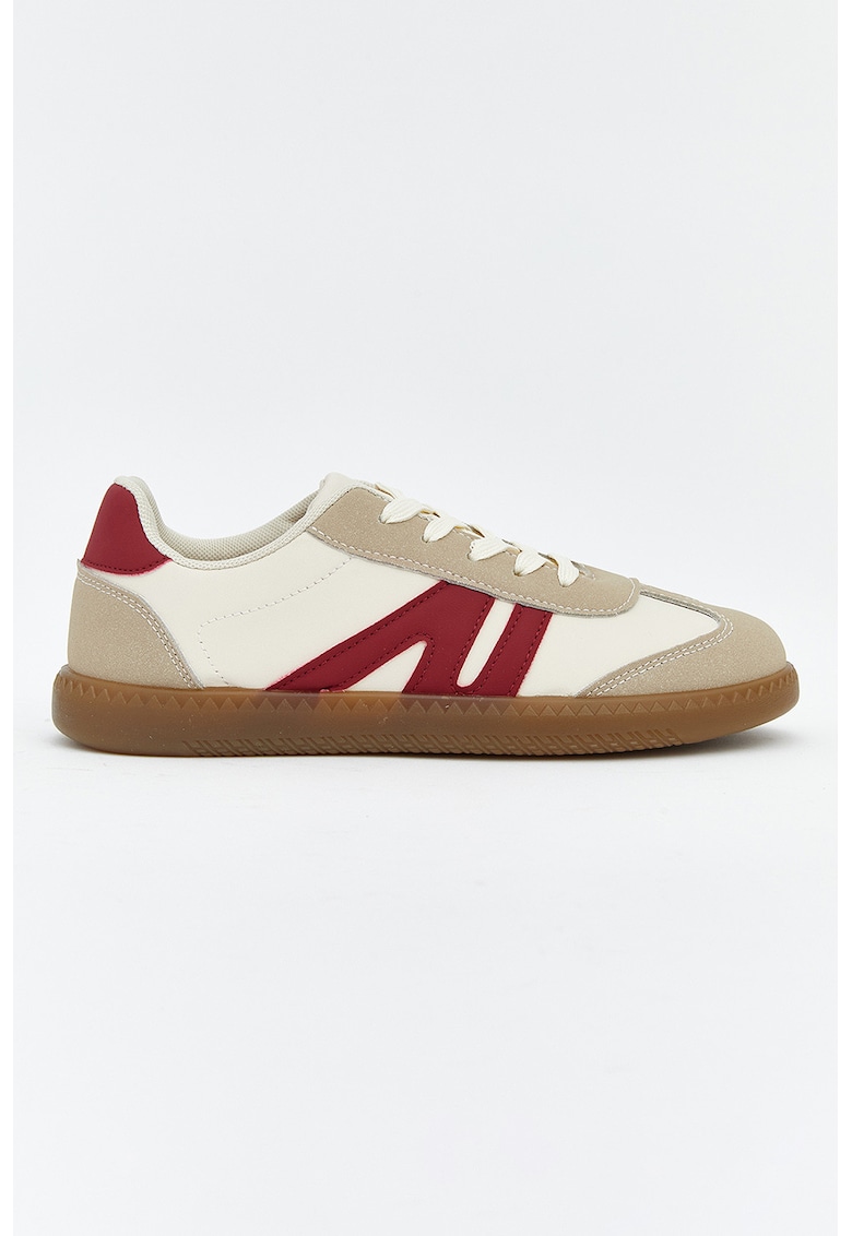 Pantofi sport de piele ecologica - Bej/Alb murdar
