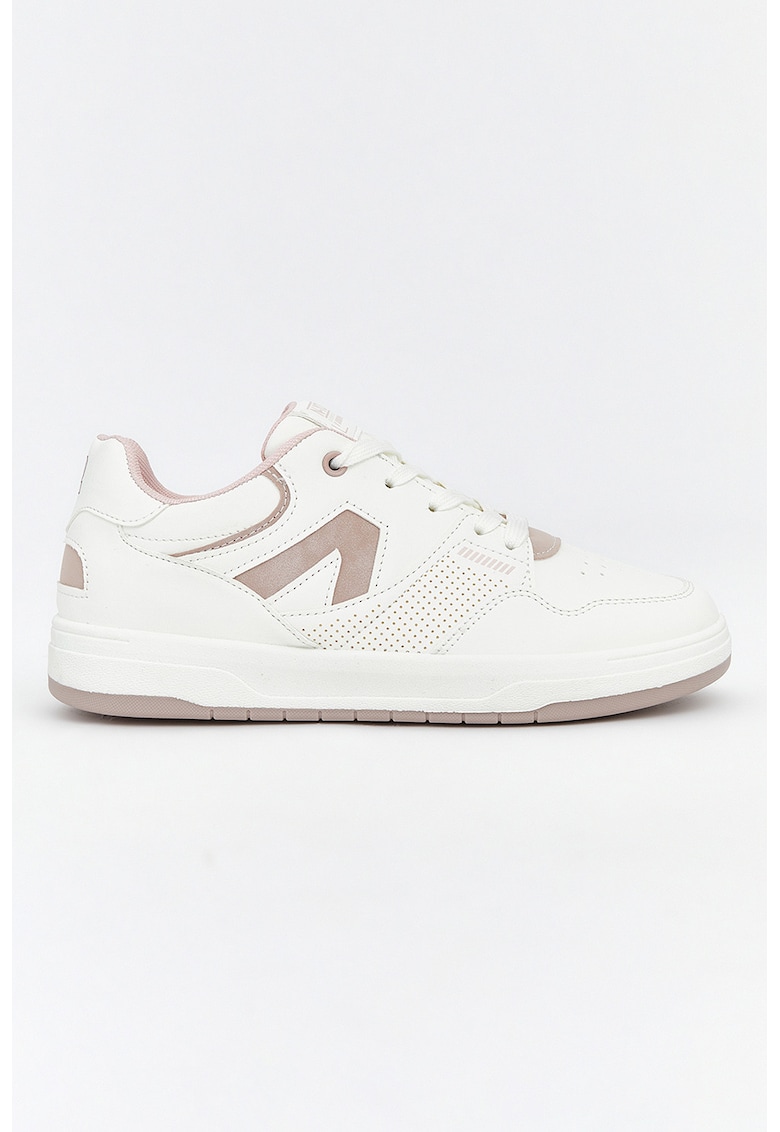 Pantofi sport de piele ecologica - Alb/Roz prafuit