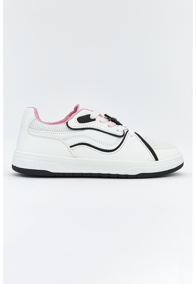 Pantofi sport de piele ecologica cu detalii contrastante - Alb/Negru