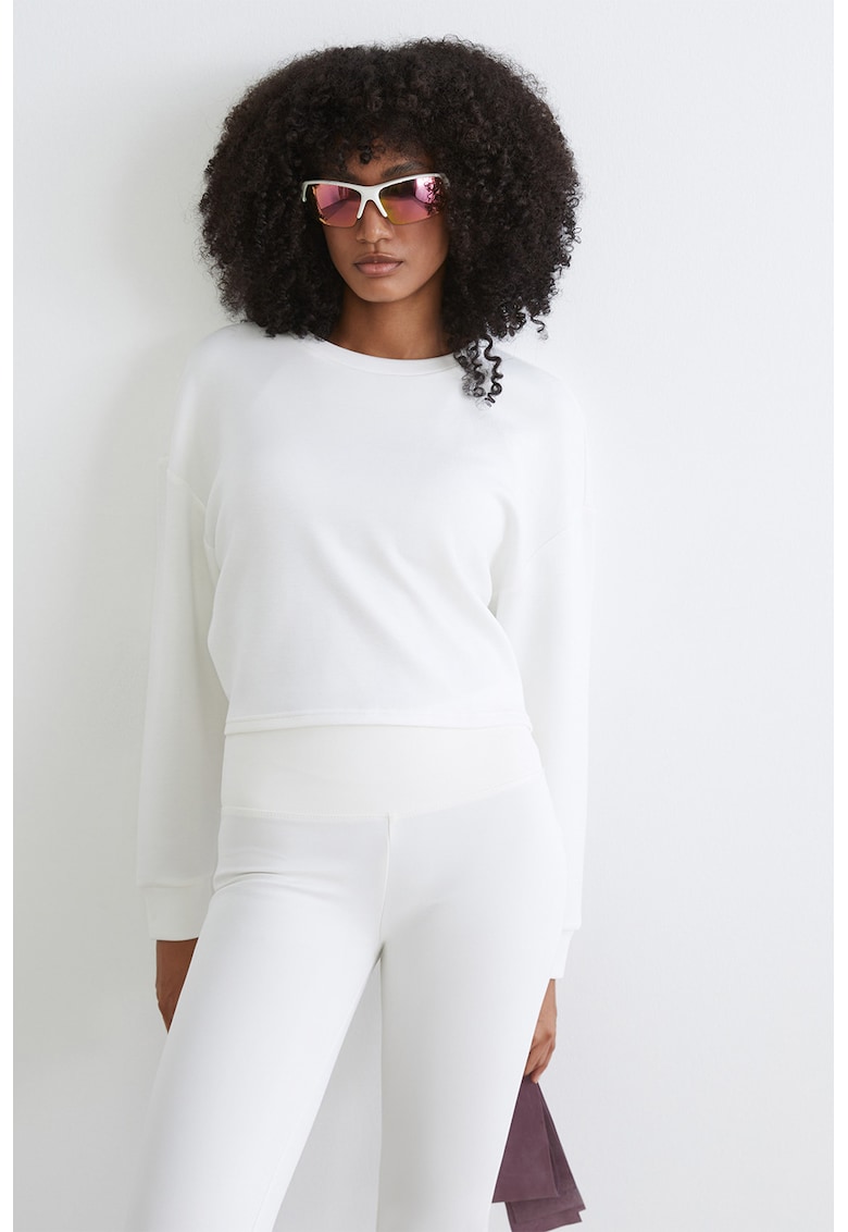 Bluza de trening crop din amestec de modal - Alb