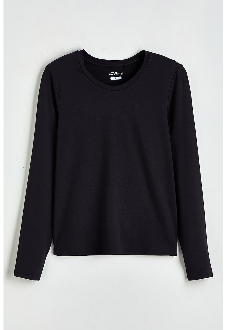 Bluza uni cu decolteu la baza gatului - Negru