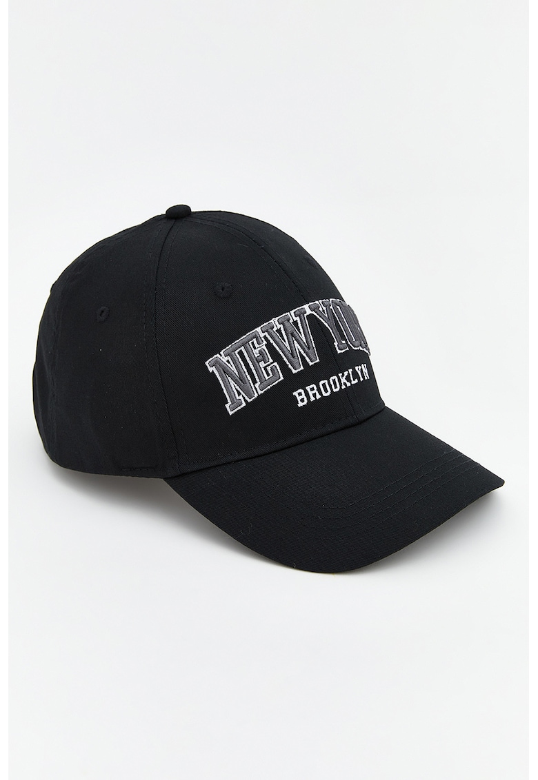 Sapca de bumbac cu broderie - Negru