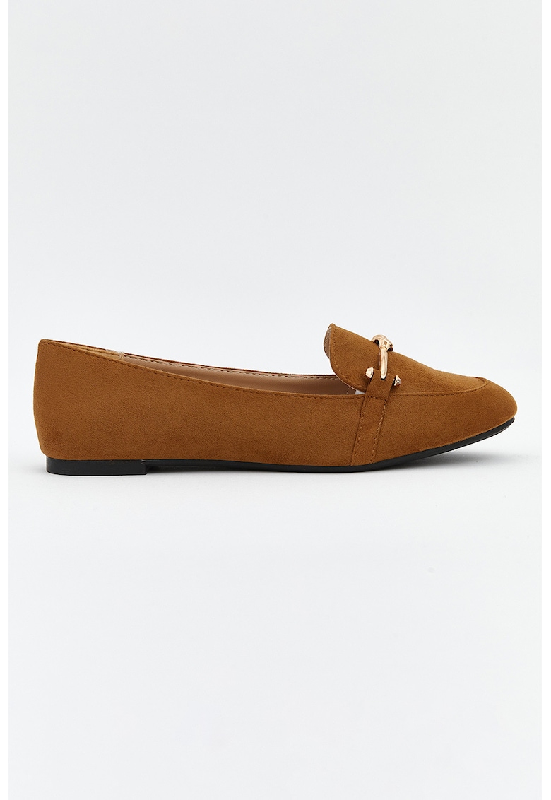 Pantofi loafer cu varf rotund - Maro scortisoara