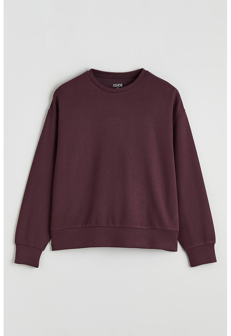 Bluza de trening cu decolteu la baza gatului si model uni - Violet tyrian