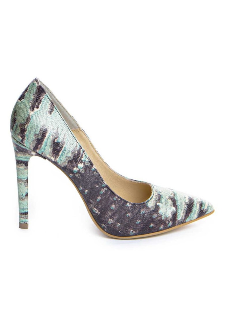 Pantofi stiletto piele naturala Clasic Verde Patinat