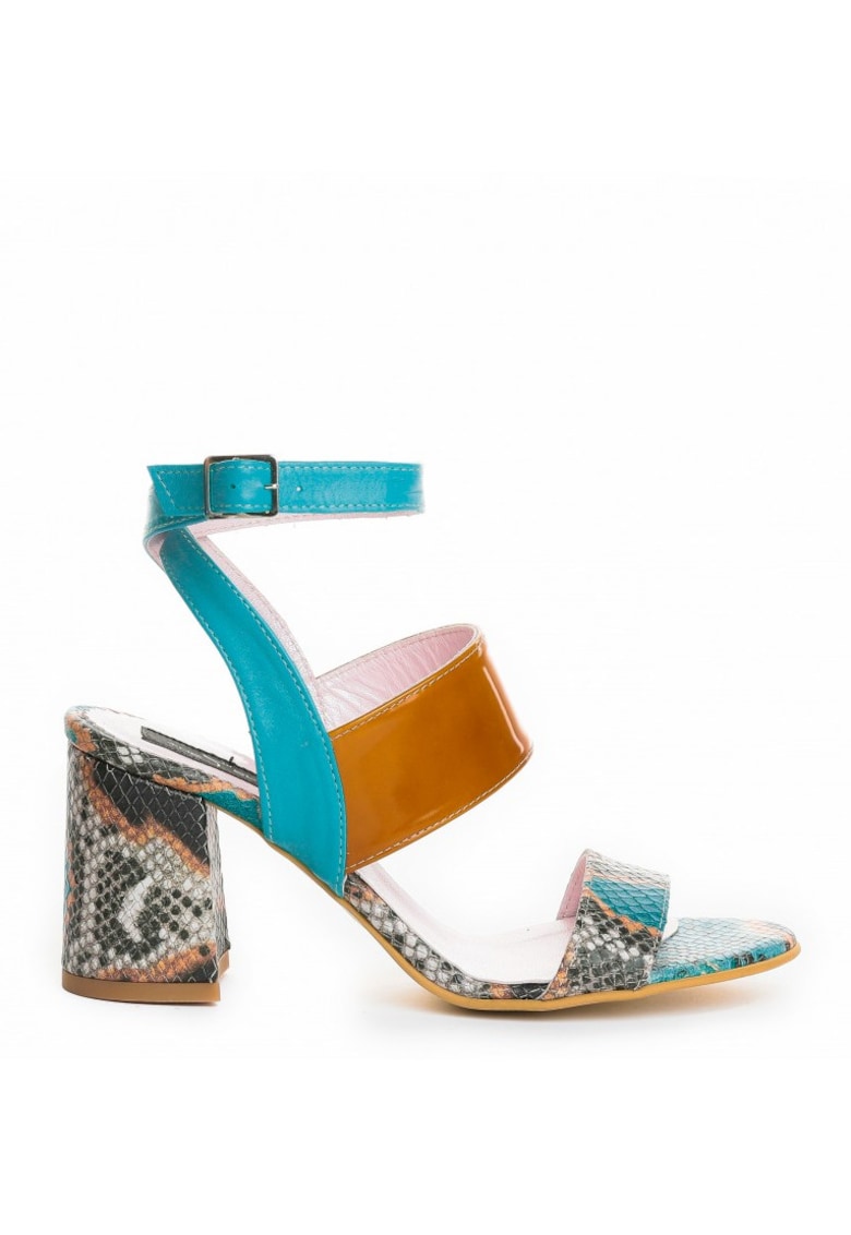 Sandale piele toc gros New Look Turcoaz