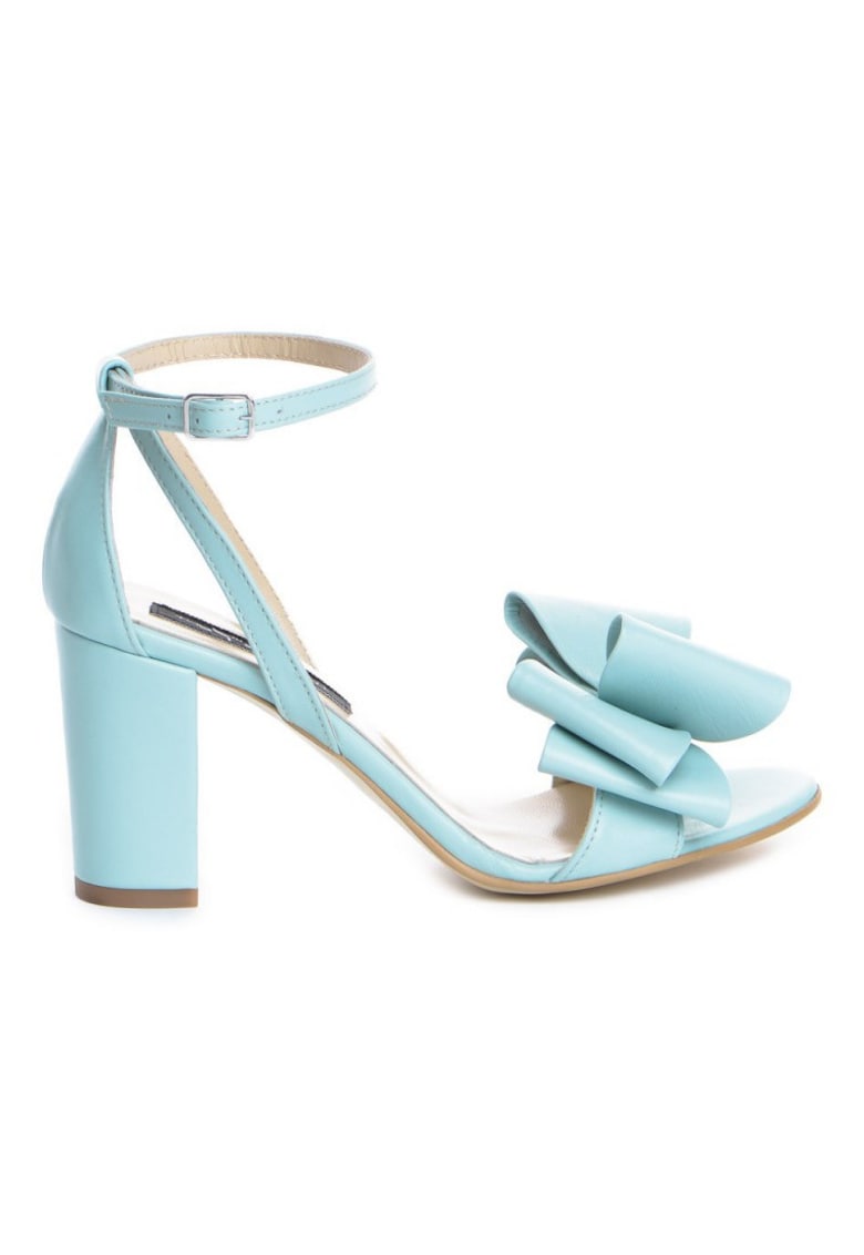 Sandale piele toc gros Menta Bow