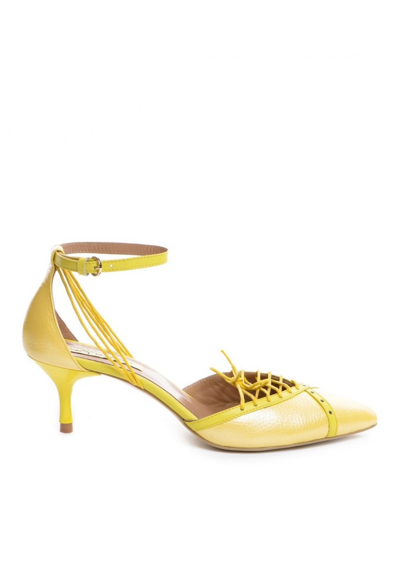 Pantofi stiletto piele naturala Galben Rihanna