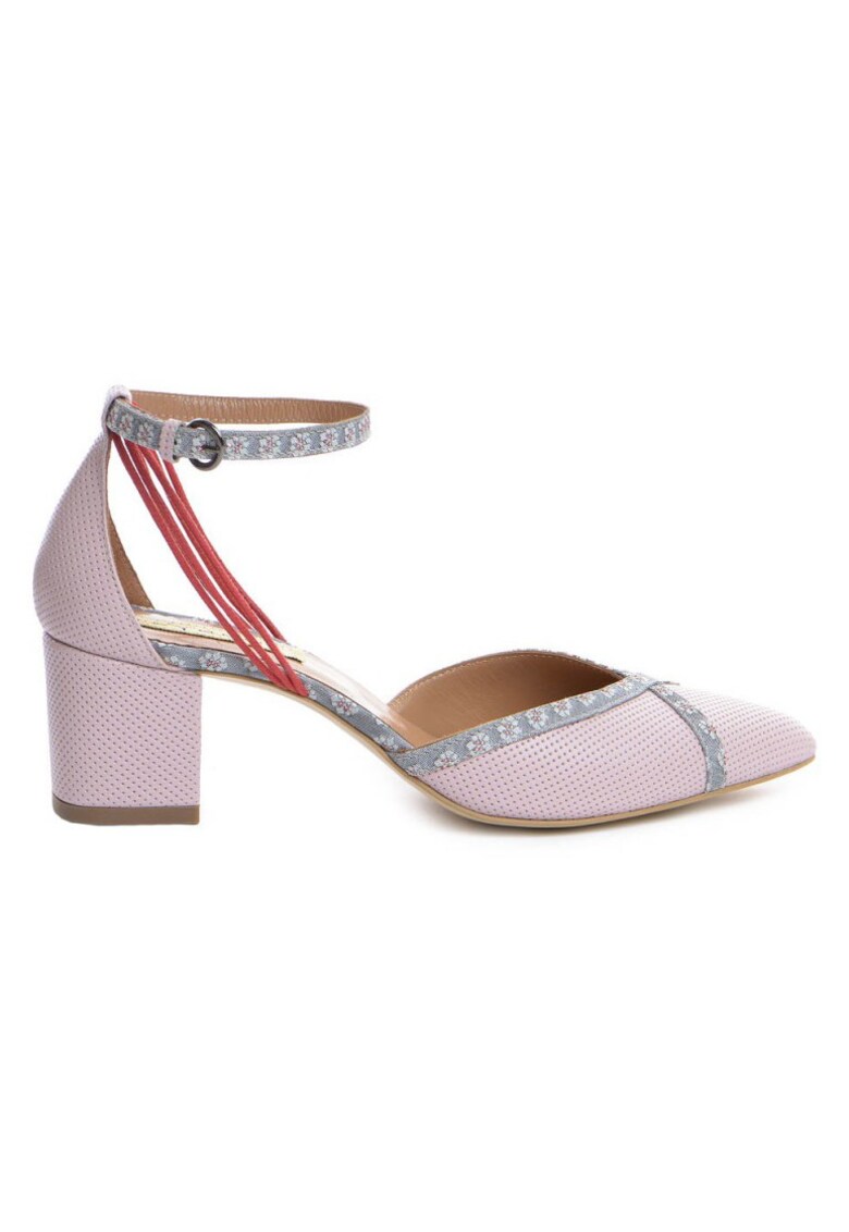 Pantofi cu toc gros piele Rose Block Rihanna