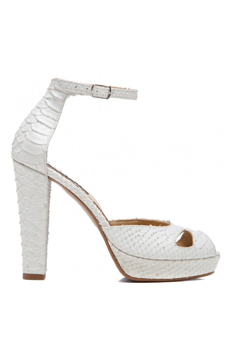 Sandale cu platforma piele naturala White The 70's