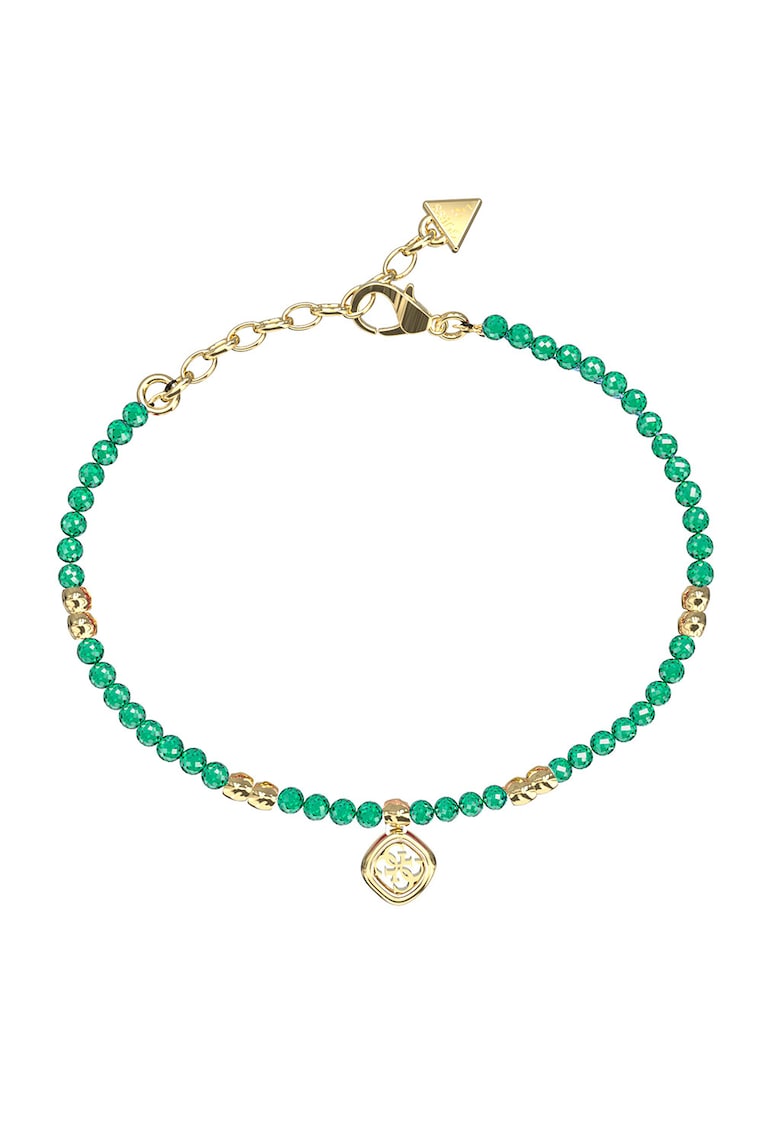 Bratar cu zirconia si talisman logo - Verde/Auriu