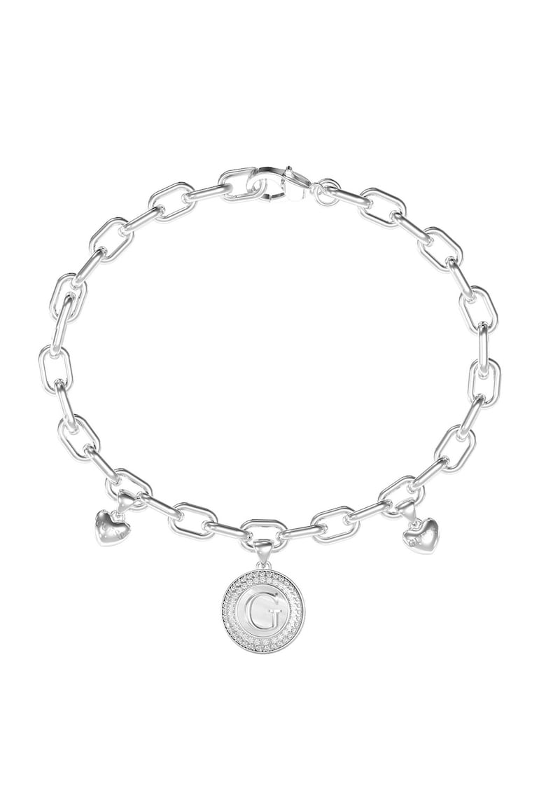 Bratara de otel inoxidabil cu cristale si talismane multiple - Argintiu