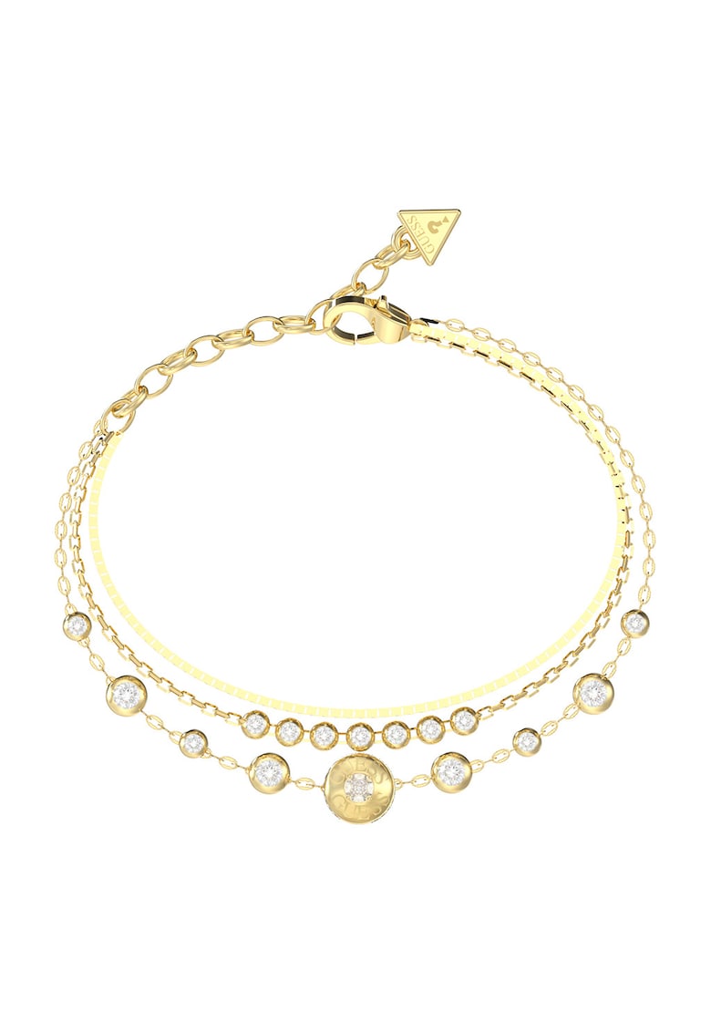 Bratara de otel inoxidabil cu siraguri mulitple - cristale si zirconia - Auriu