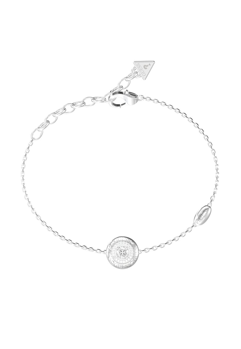 Bratara de otel inoxidabil cu zirconia si moneda - Argintiu