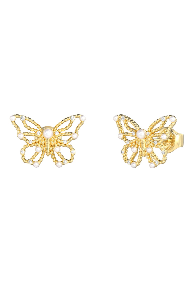 Cercei de otel inoxidabil cu cristale - Auriu