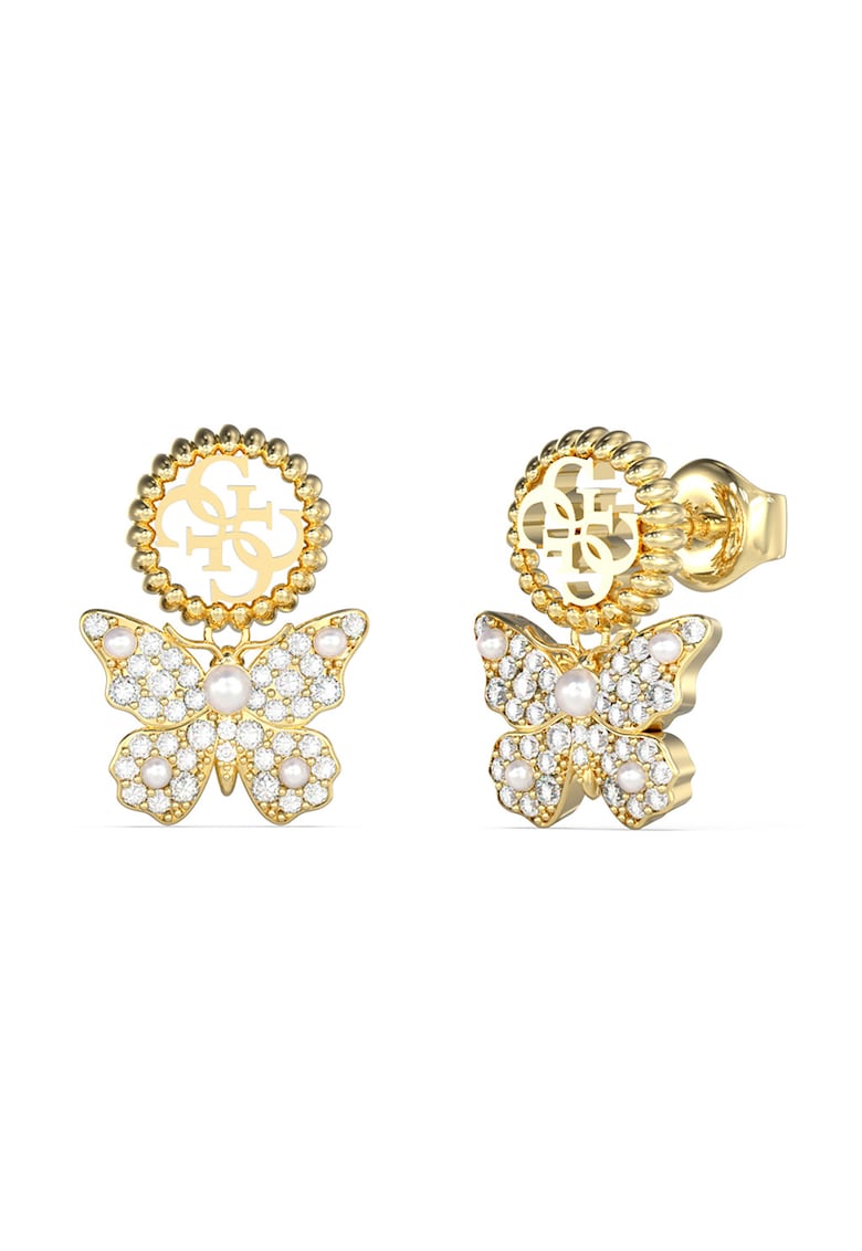 Cercei de otel inoxidabil cu cristale - Auriu