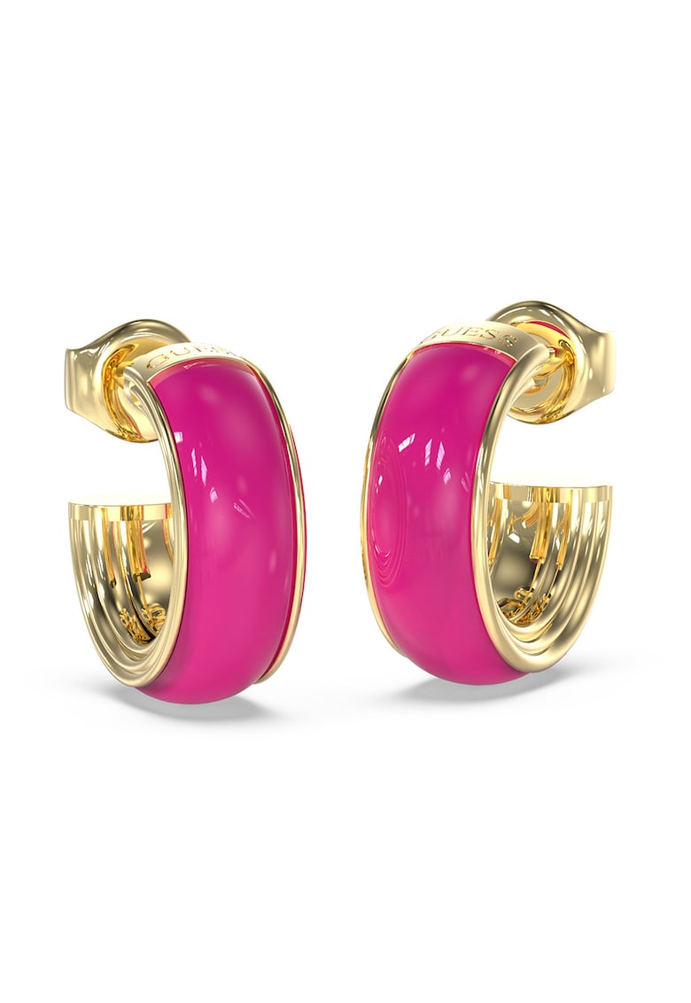 Cercei rotunzi mici - Auriu/Fucsia