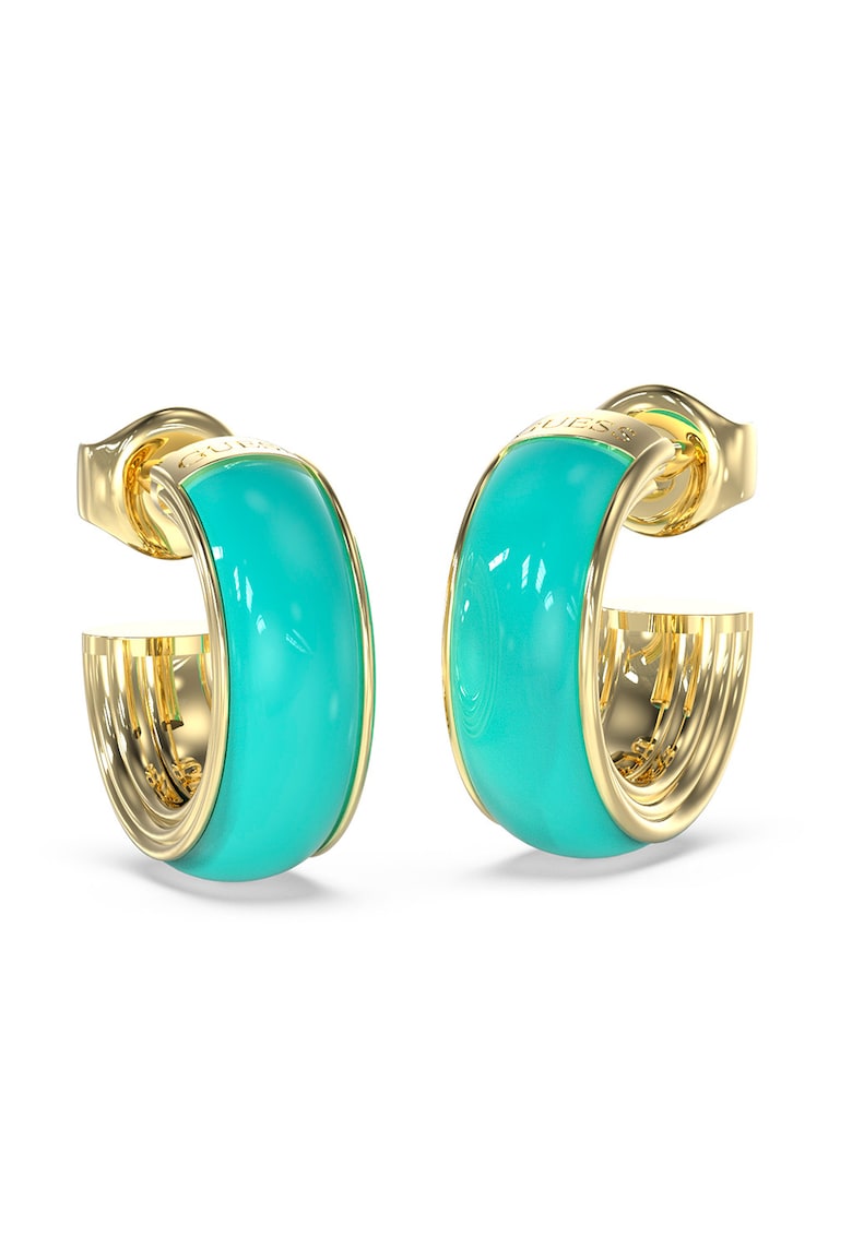 Cercei rotunzi mici - Auriu/Turcoaz