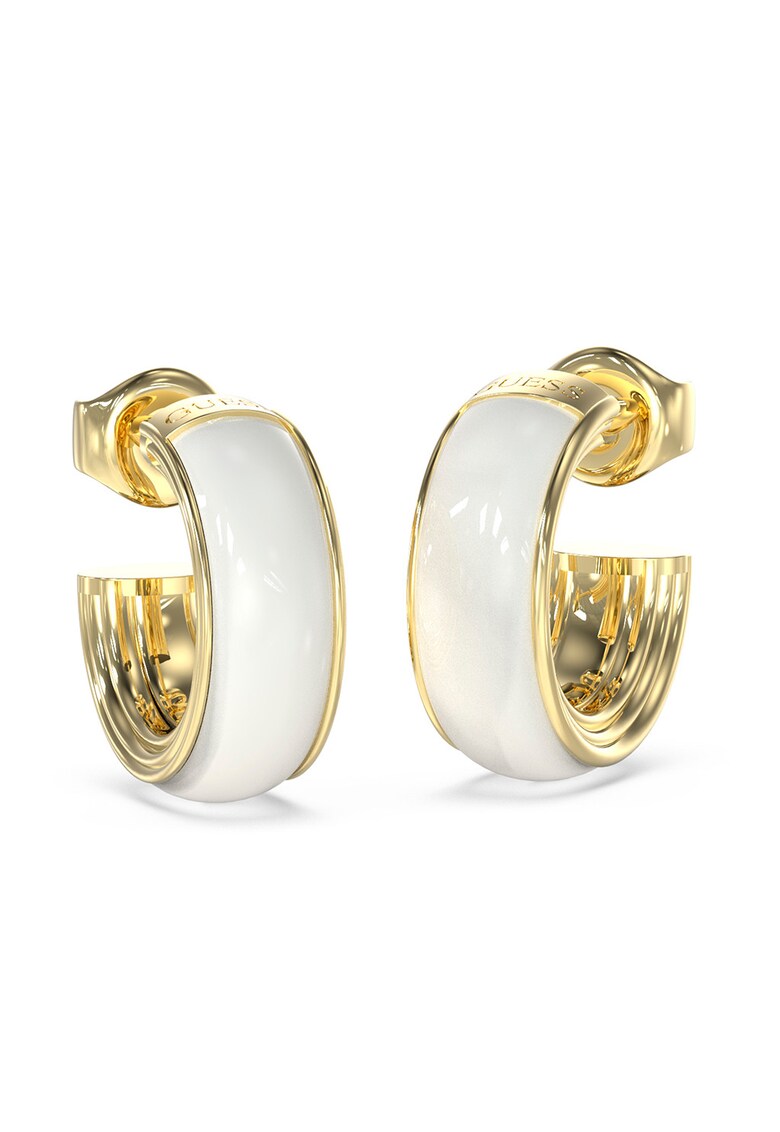 Cercei rotunzi mici - Alb/Auriu